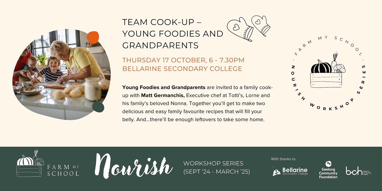 Banner image for Nourish Workshop Series: Team Cook-up: Young Foodies and Grandparents