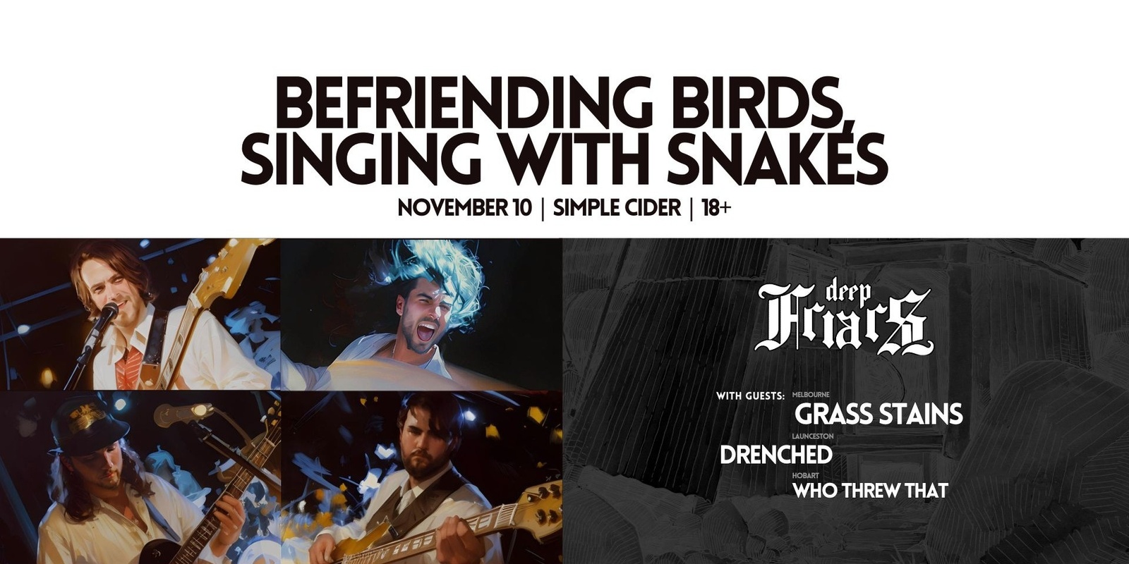 Banner image for Deep Friars: Befriending Birds, Singing with Snakes launch