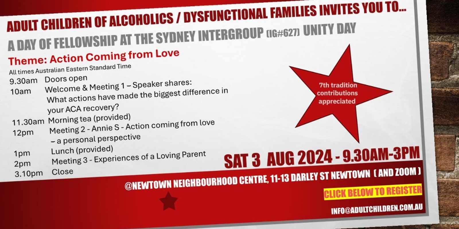 Banner image for Adult Children of Alcoholics & Dysfunctional Families Sydney Unity Day