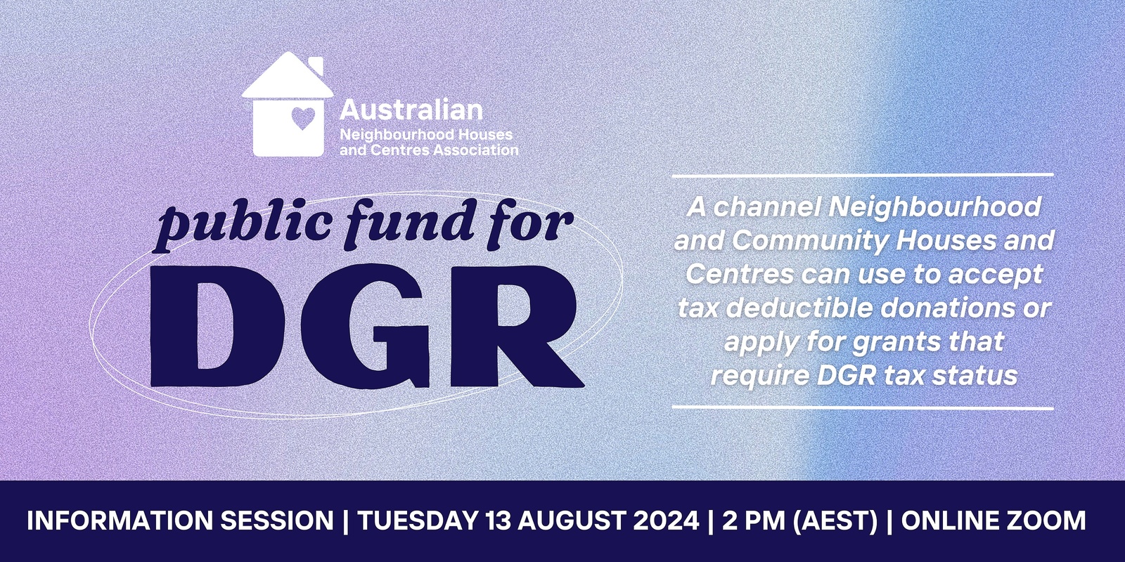 Banner image for ANHCA Public Fund for DGR: Information Session