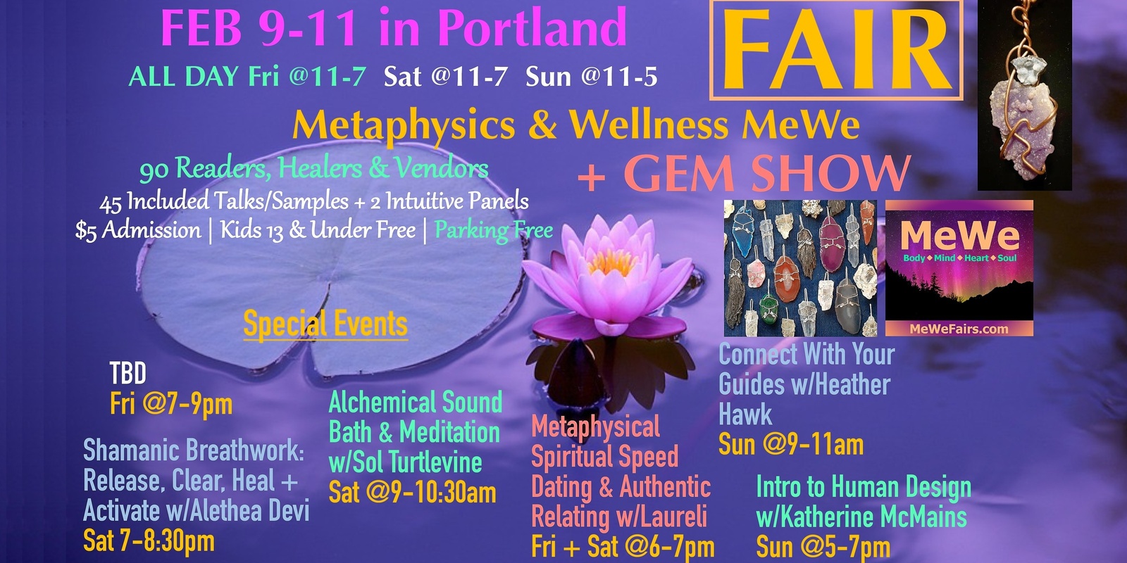 Banner image for MeWe Metaphysics & Wellness Fair + Gem Show in Portland Feb 9-11