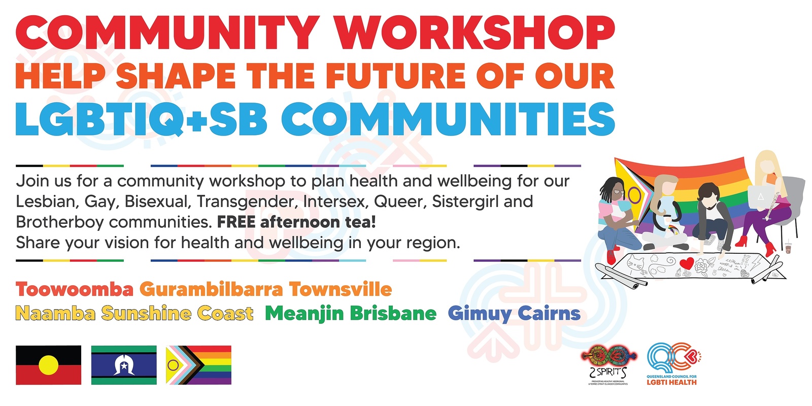 Banner image for LGBTIQ+SB Community Workshops, shaping our futures!