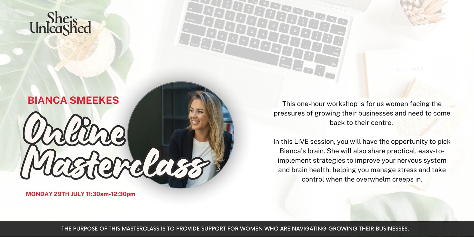 Banner image for Improve Your Nervous System & Brain Health Masterclass with Bianca Smeekes | LIVE ONLINE | SIU EXCLUSIVE