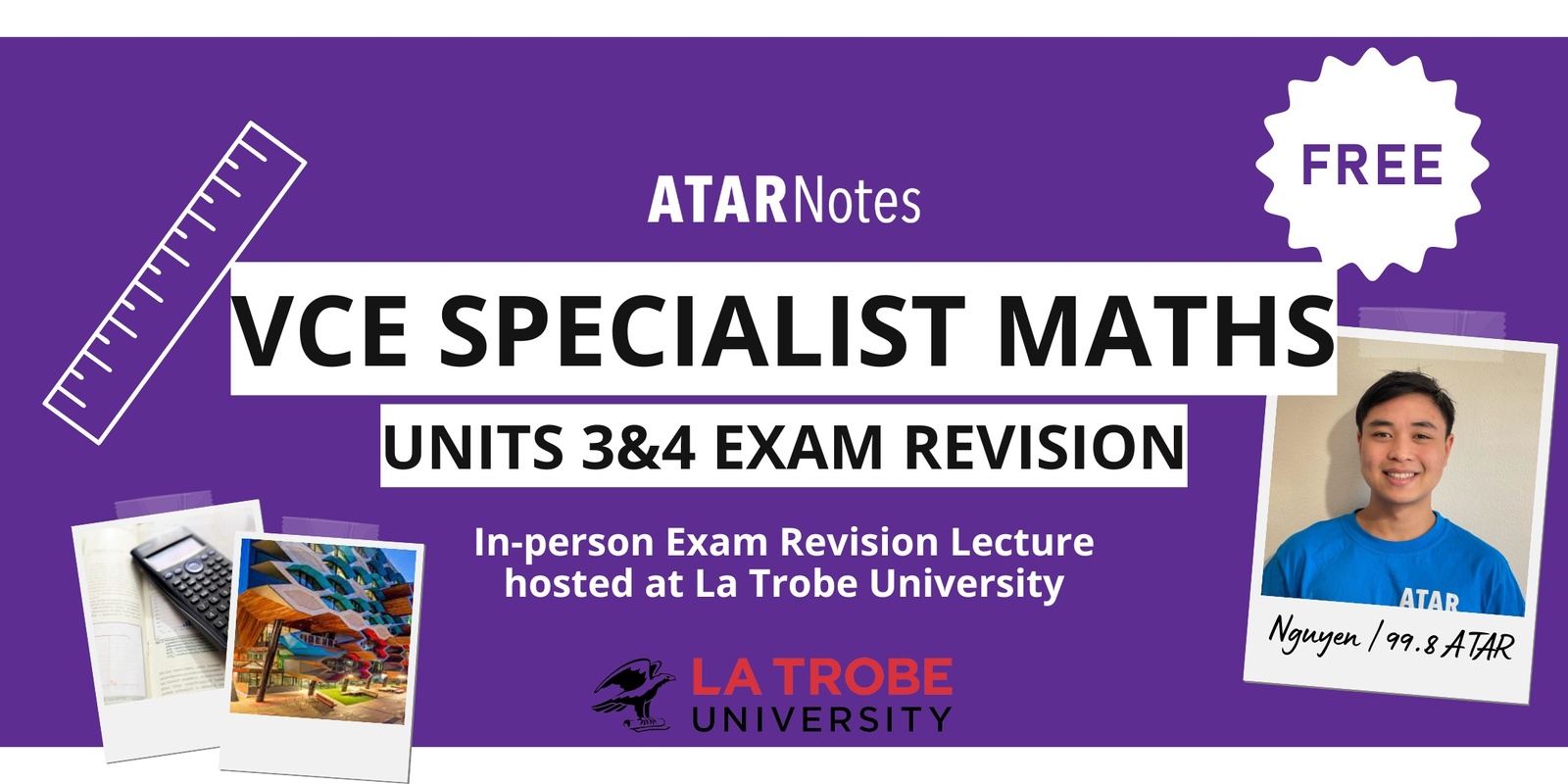 Banner image for VCE Specialist Maths 3&4 Exam Cram Lecture FREE