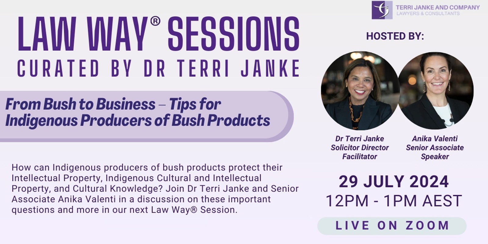Banner image for Law Way®: From Bush to Business – Tips for Indigenous Producers of Bush Products
