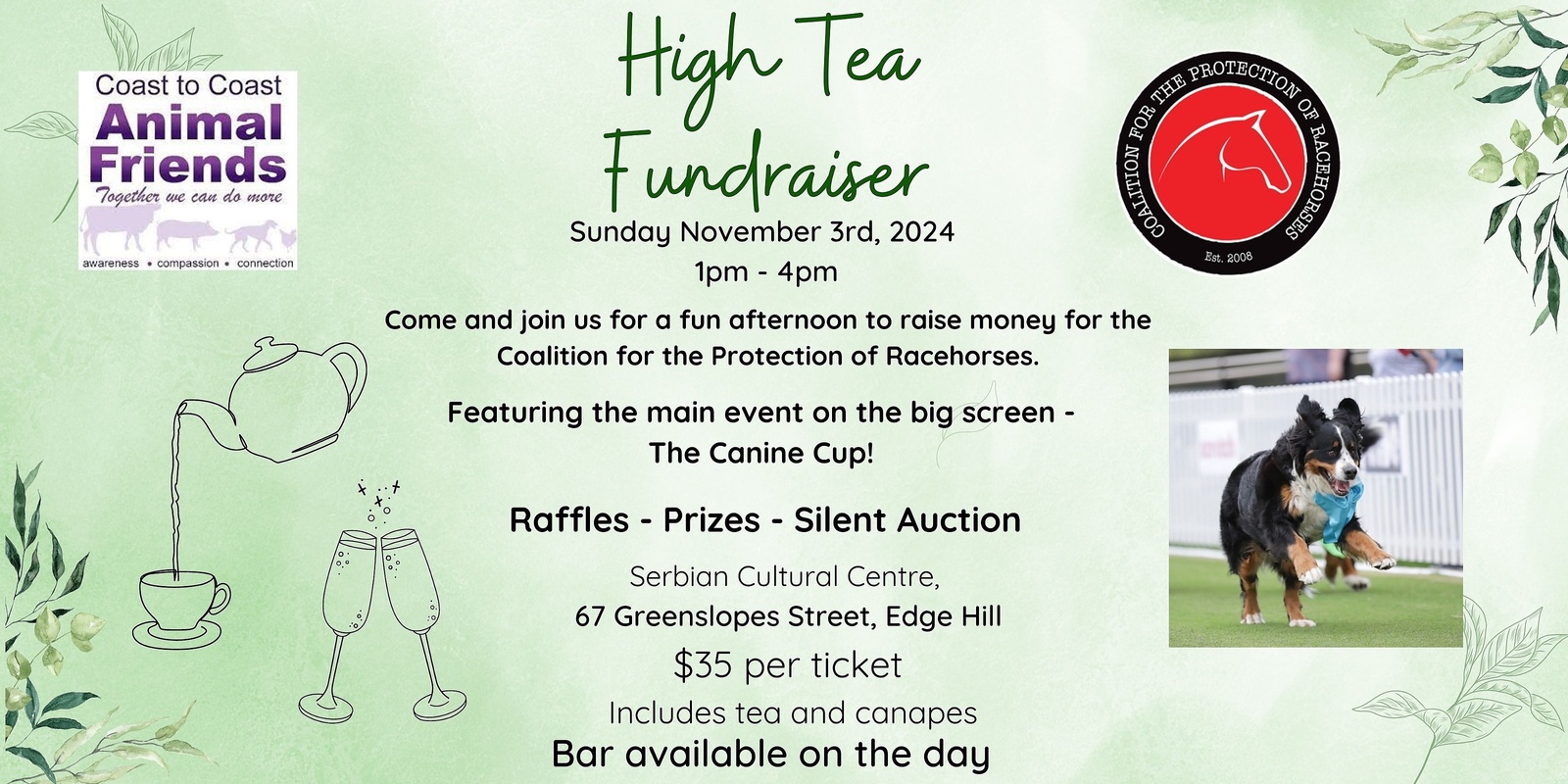 Banner image for High Tea for Racehorses Fundraiser Featuring the Canine Cup 2024