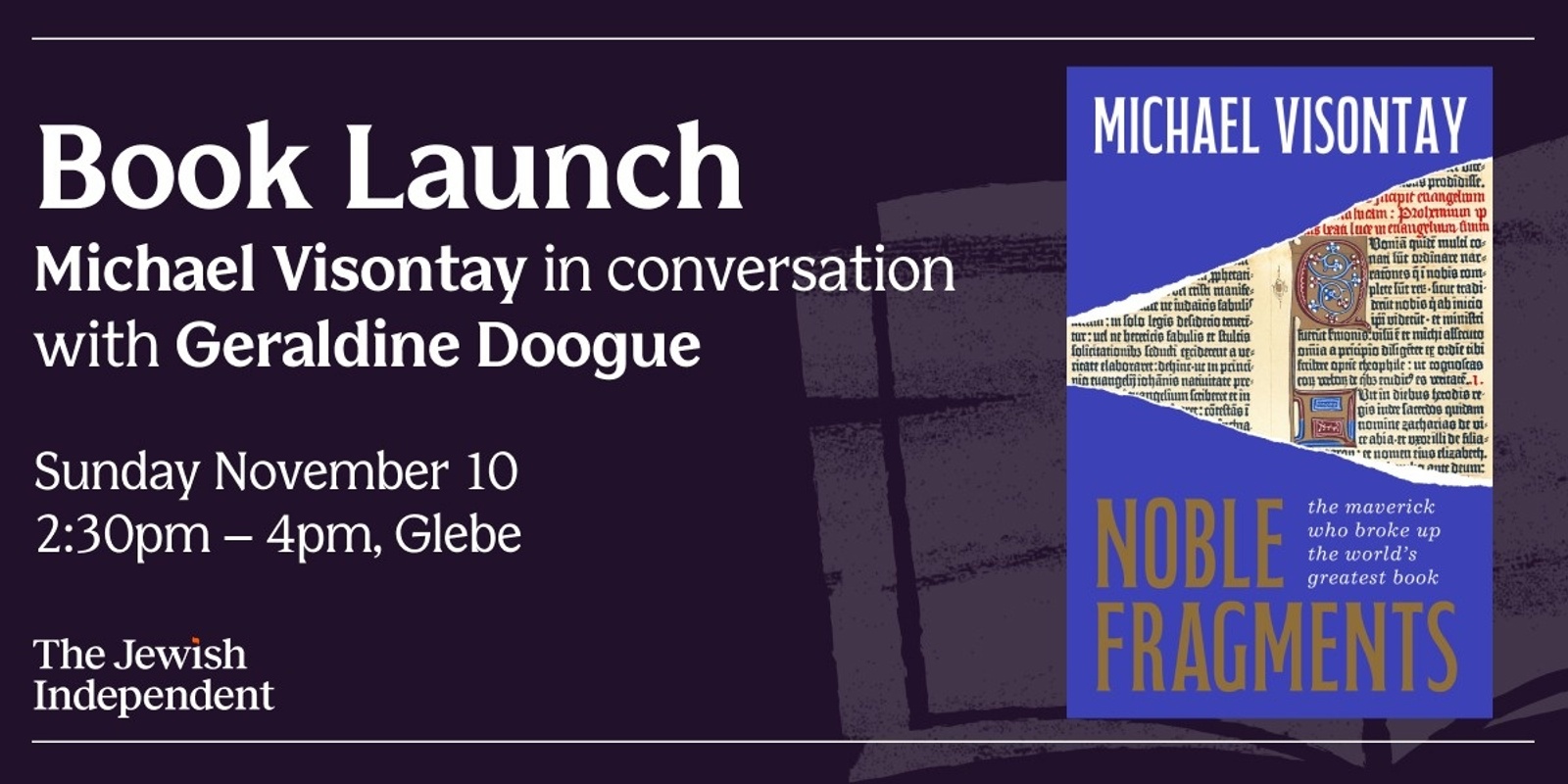 Banner image for Michael Visontay's book launch of Noble Fragments - In conversation with Geraldine Doogue 