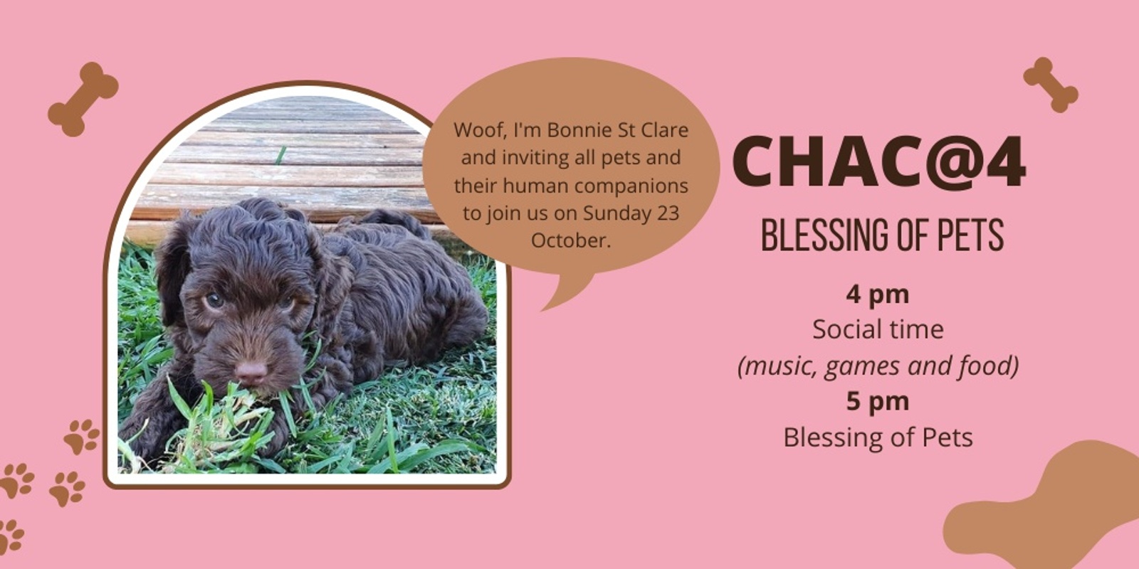 Banner image for CHAC @ 4 Community Worship – Blessing of Pets