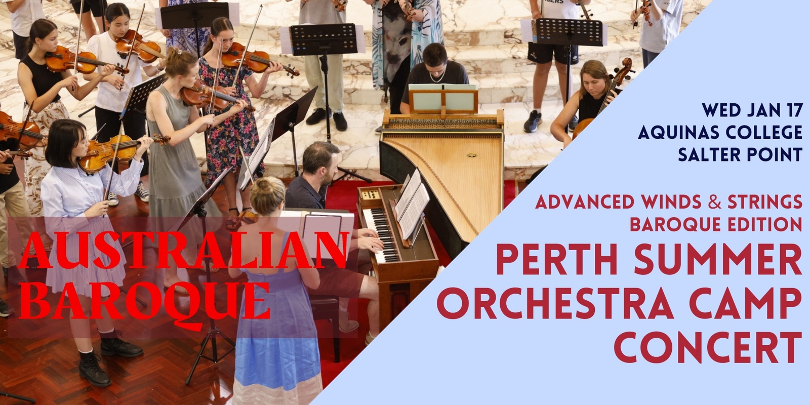 Banner image for PERTH SUMMER ORCHESTRA CAMP CONCERT - Advanced Strings & Winds BAROQUE edition 