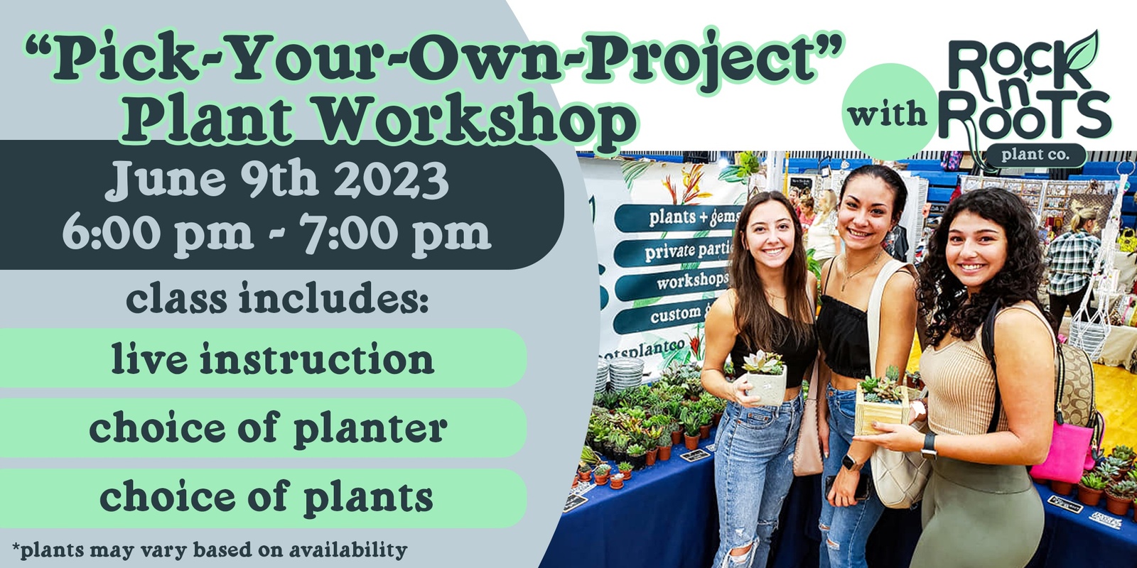 Banner image for PICK-YOUR-OWN-PROJECT Workshop at Rock n' Roots Plant Co. (Pawleys Island, SC)