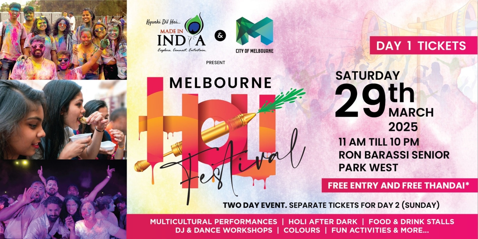 Banner image for  Holi Festival Melbourne CBD - 29th March 