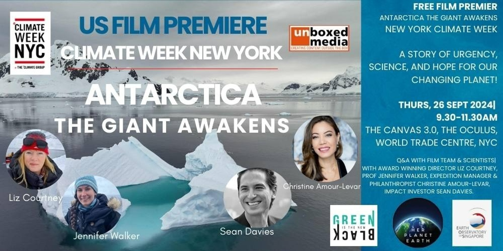 Banner image for US Film Premier Antarctica the Giant Awakens at New York Climate Week 24