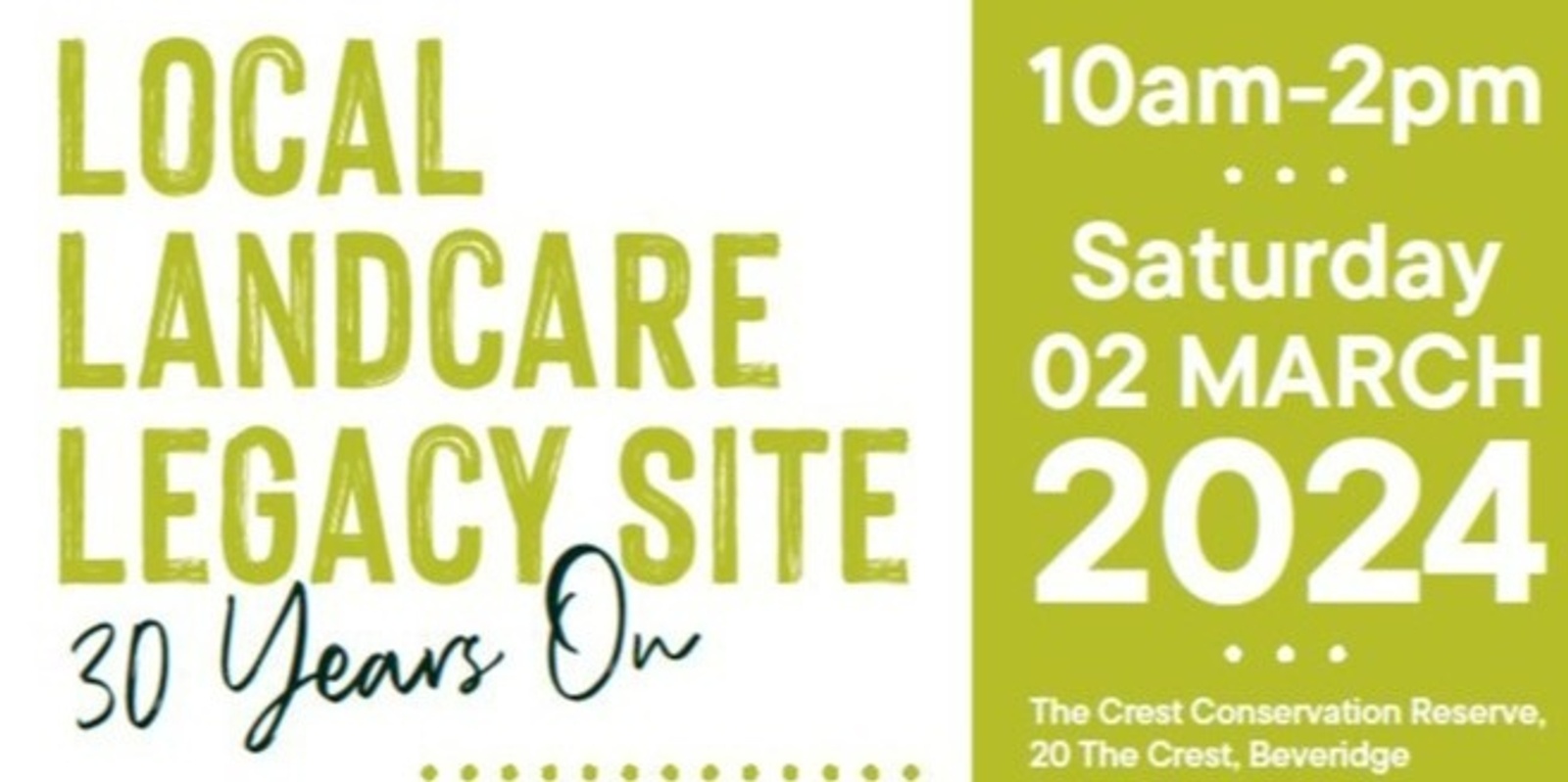 Banner image for Local Landcare Legacy Site - 30 Years On