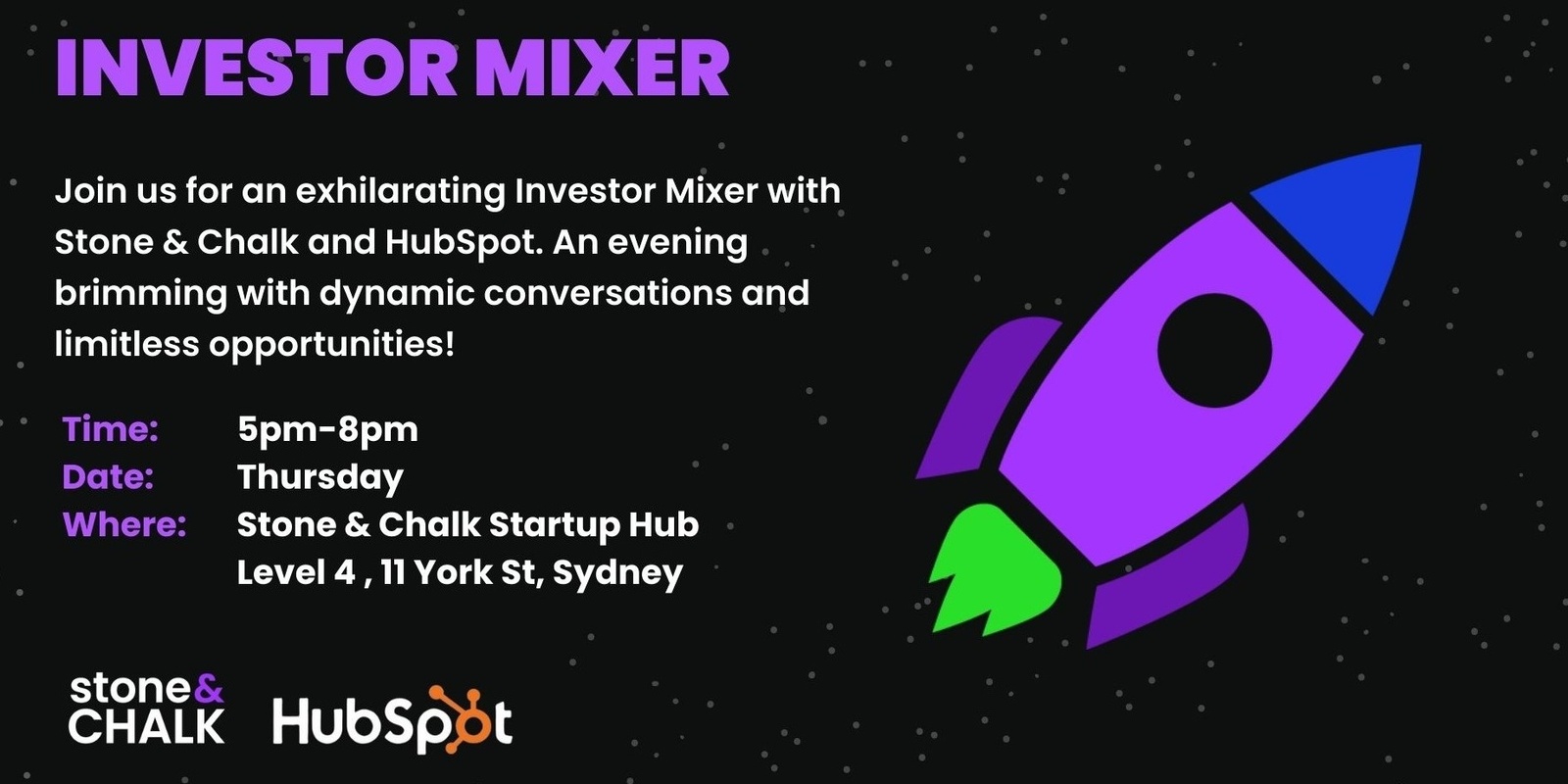 Banner image for Stone & Chalk Investor Mixer