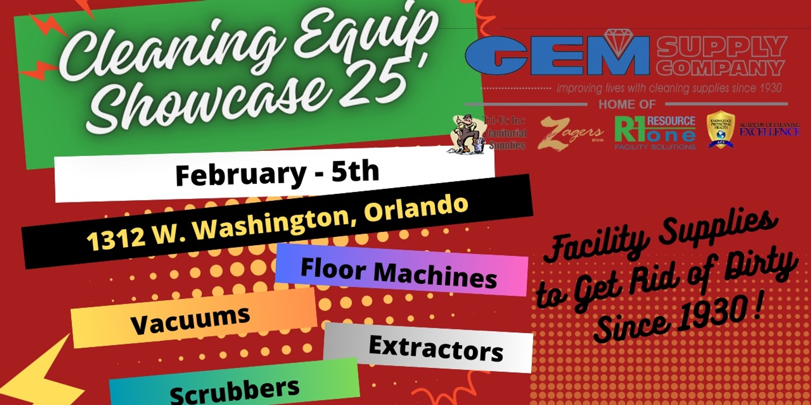 Banner image for GEM Supply Cleaning Equipment Showcase * Orlando *  2.5.25 