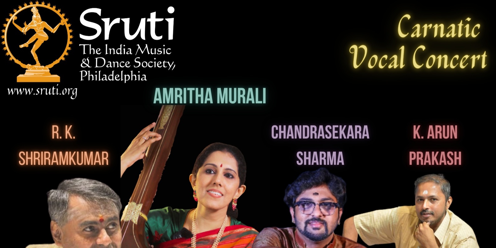 Banner image for Amritha Murali - Carnatic Vocal Concert with R.K. Shriramkumar (Violin), K. Arun Prakash (Mridangam), and G. Chandrasekara Sharma (Ghatam)