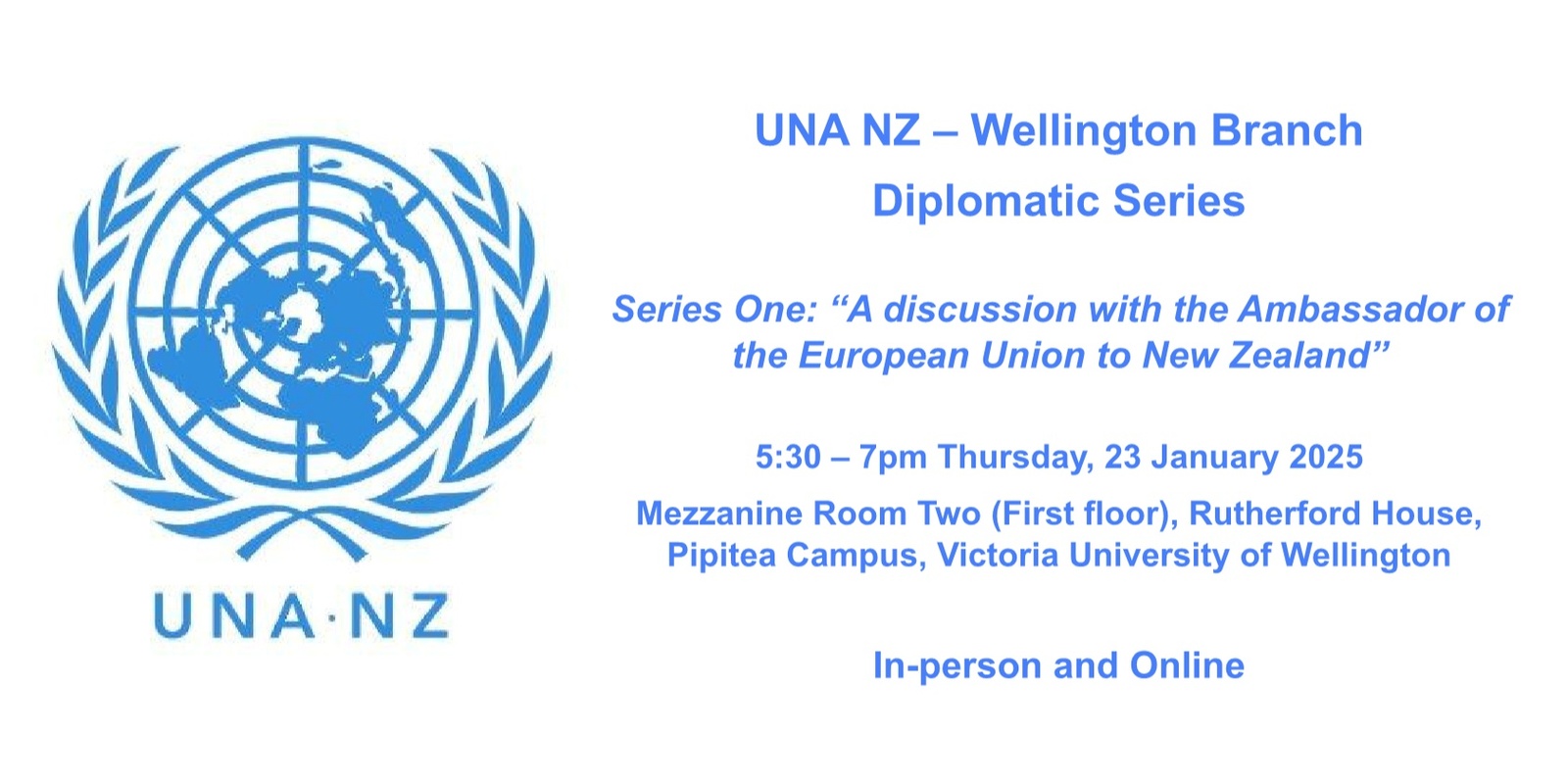 Banner image for UNA NZ - Wellington Branch - Diplomatic Series One with the Ambassador of the European Union