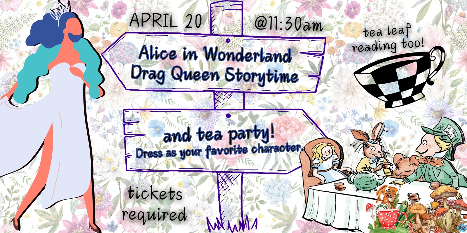 Banner image for Alice in Wonderland Drag Queen Storytime Tea Party