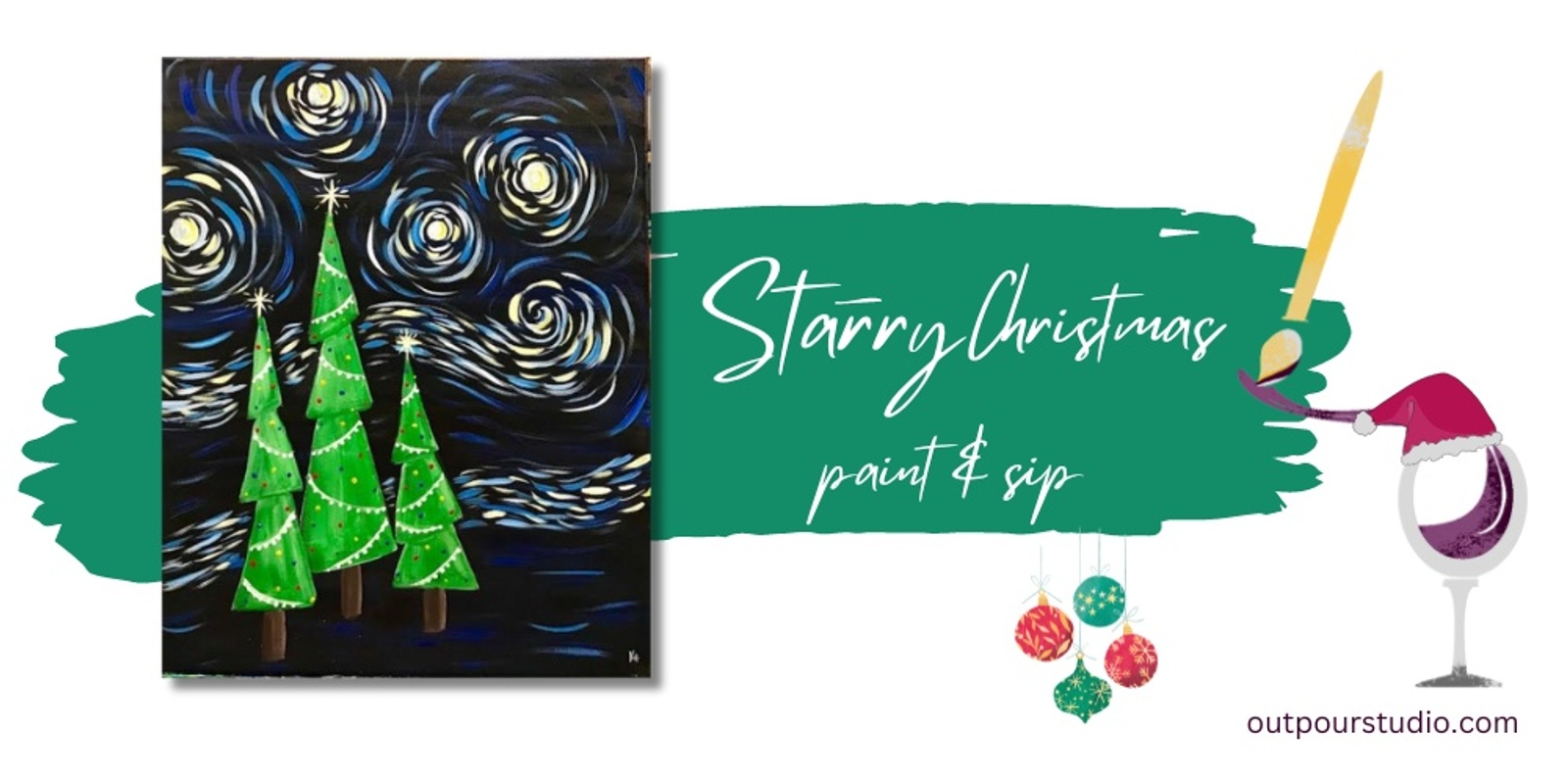 Banner image for Starry Christmas ~ Paint & Sip | Outpour Studio, Berwick