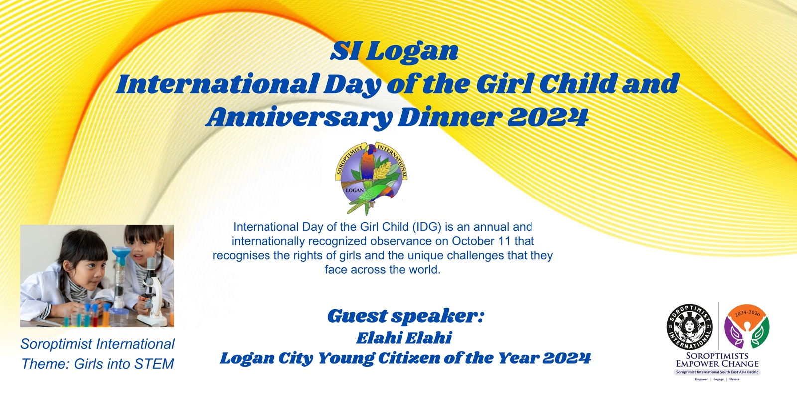 Banner image for International Day of the Girl Child and Anniversary Dinner