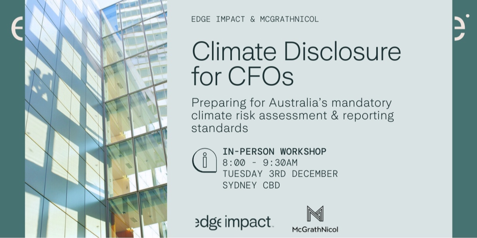 Banner image for Climate Disclosure Workshop for CFOs