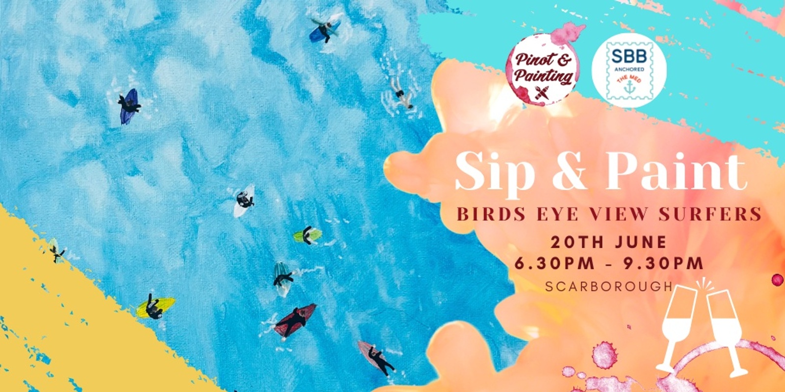 Banner image for Birds Eye View Surfers - Sip & Paint @ Scarborough Beach Bar