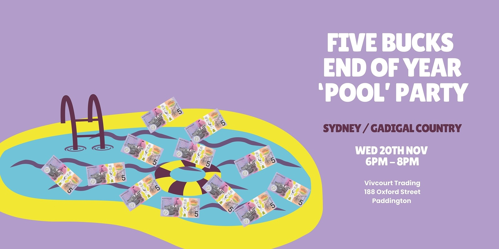 Banner image for Five Bucks End of Year 'Pool' Party - Sydney