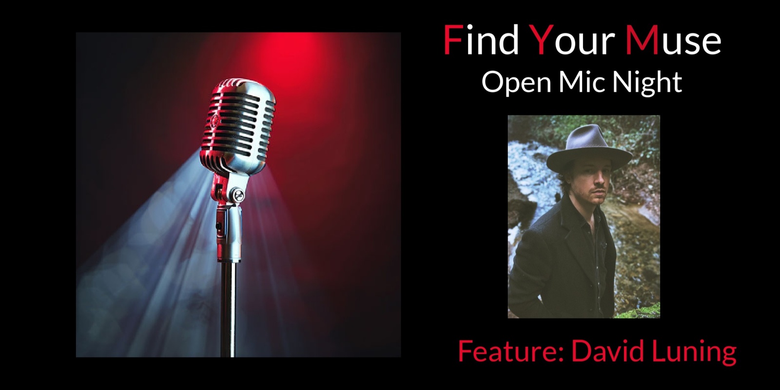 Banner image for Find Your Muse Open MIC featuring David Luning!