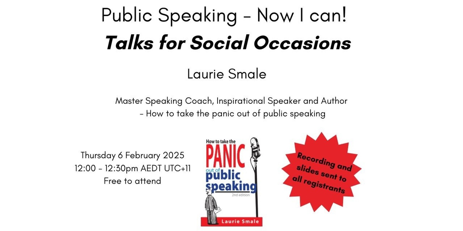 Banner image for Public Speaking - Now I can! Talks for Social Occasions