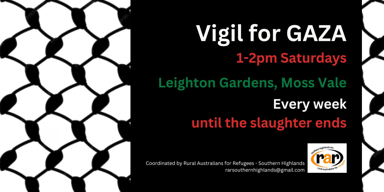 Banner image for Vigil for Gaza - Southern Highlands (Gundungurra Country)