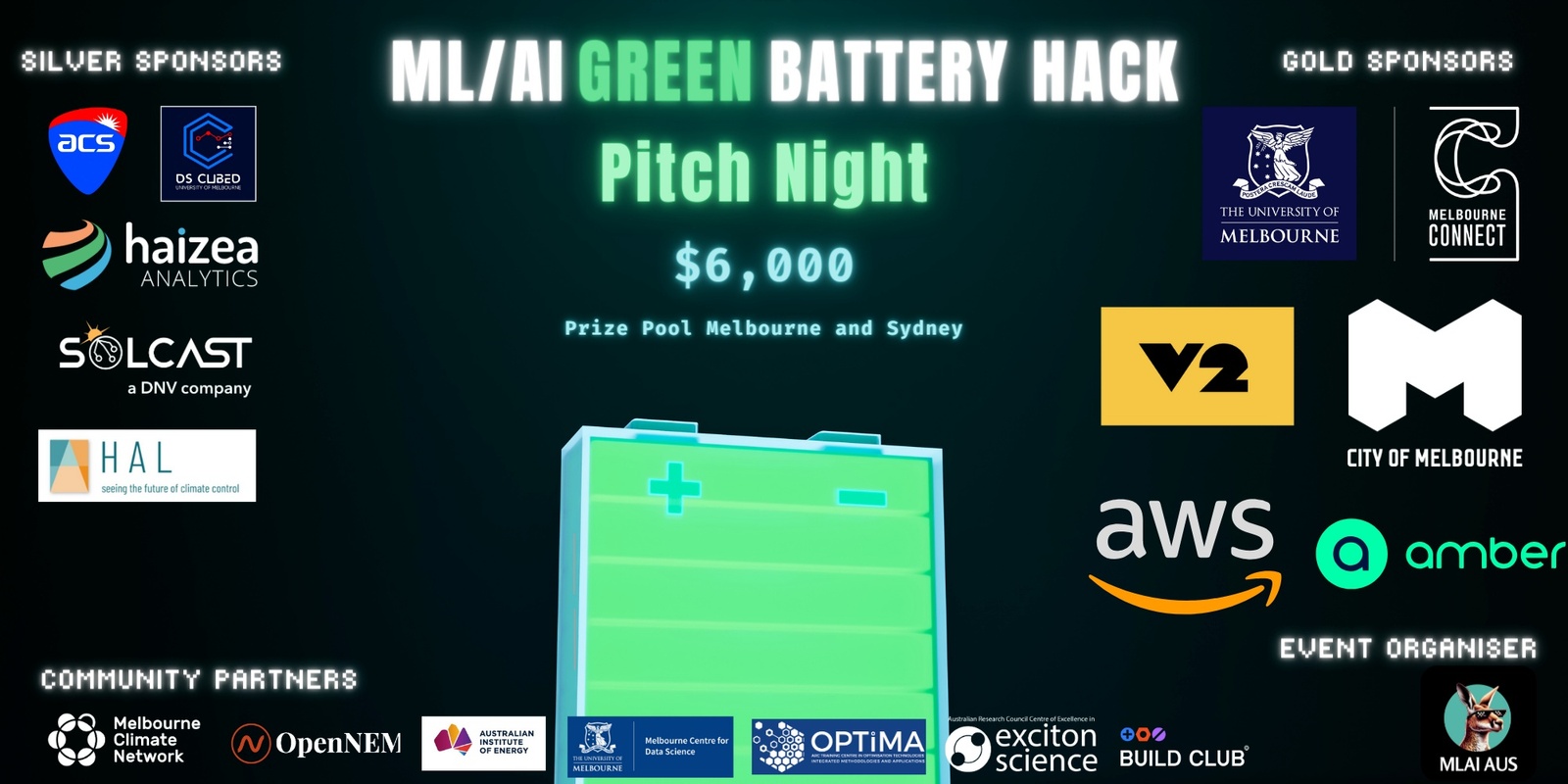 Banner image for The ML/AI Green Battery Hack - Pitch Night (Melbourne) 