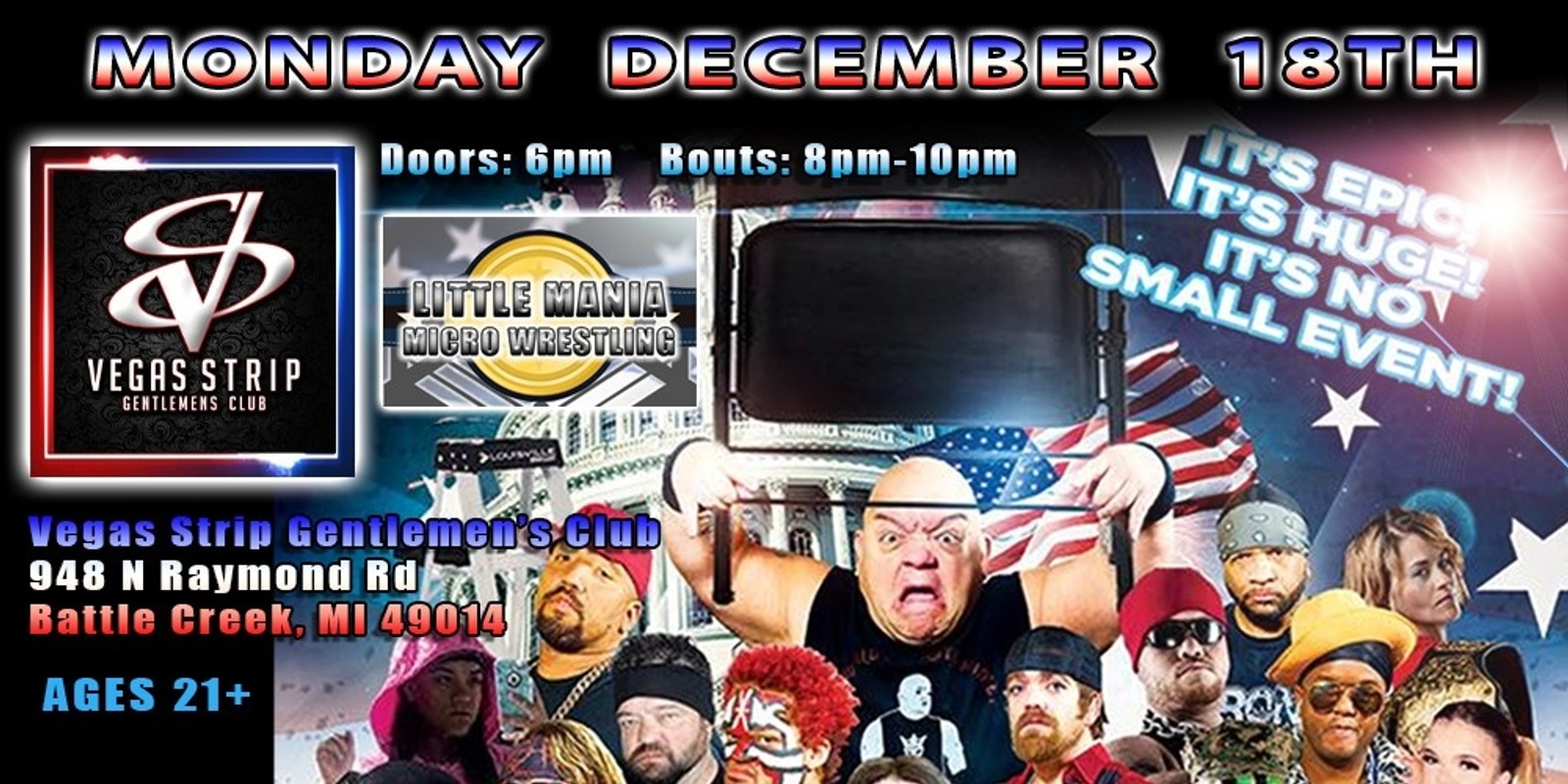 Banner image for Battle Creek. MI - Micro-Wresting All * Stars: Little Mania Rips Through the Ring!