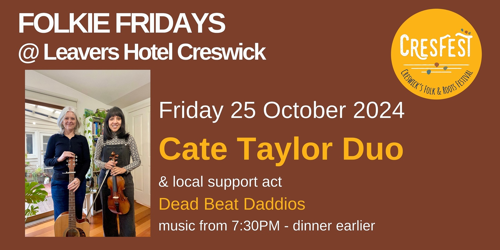 Banner image for **CANCELLED**FOLKIE FRIDAY OCTOBER 2024 - CATE TAYLOR @ LEAVER'S HOTEL