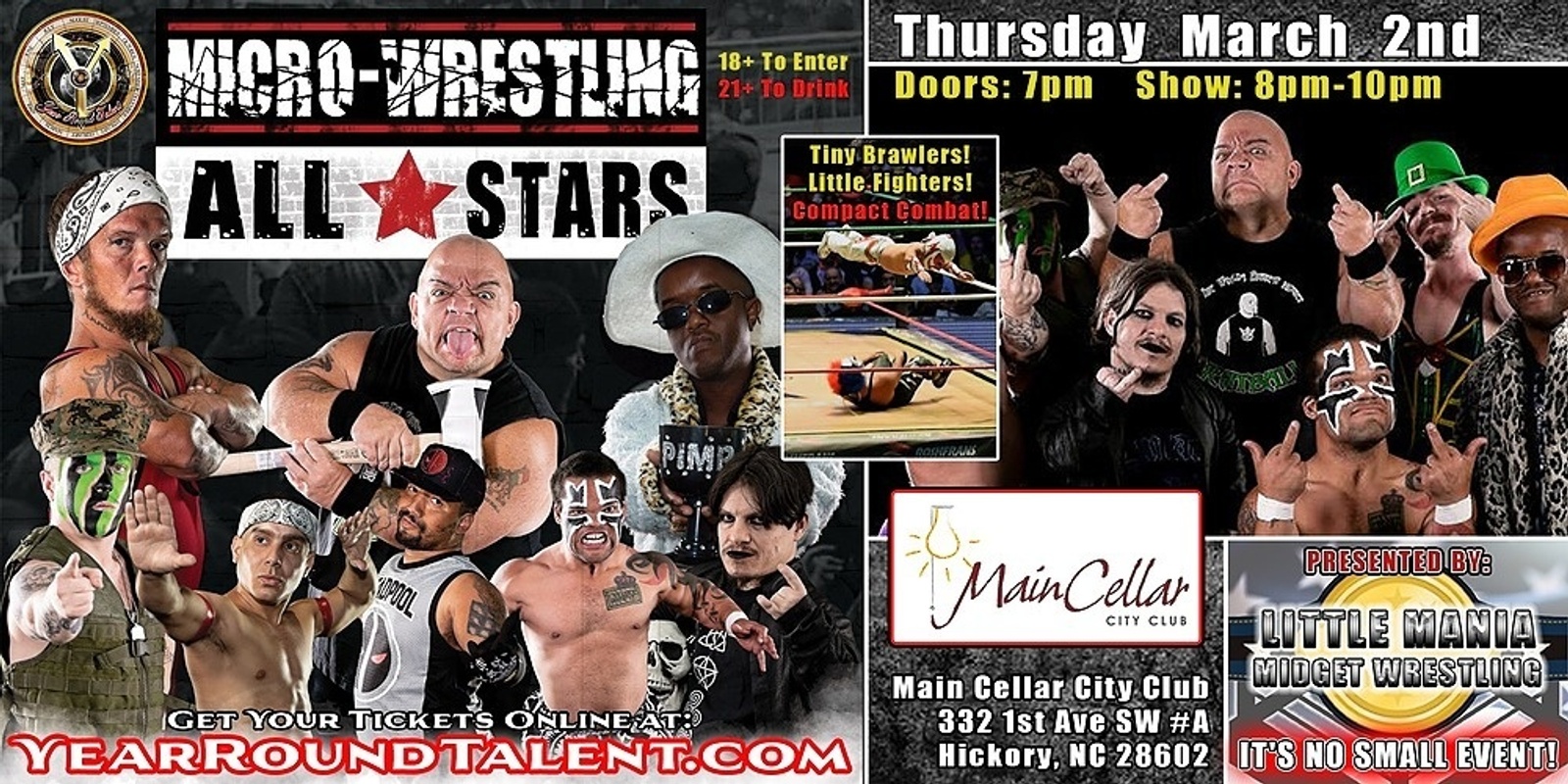 Banner image for Hickory, NC - Micro-Wresting All * Stars: Little Mania Rips Through the Ring!