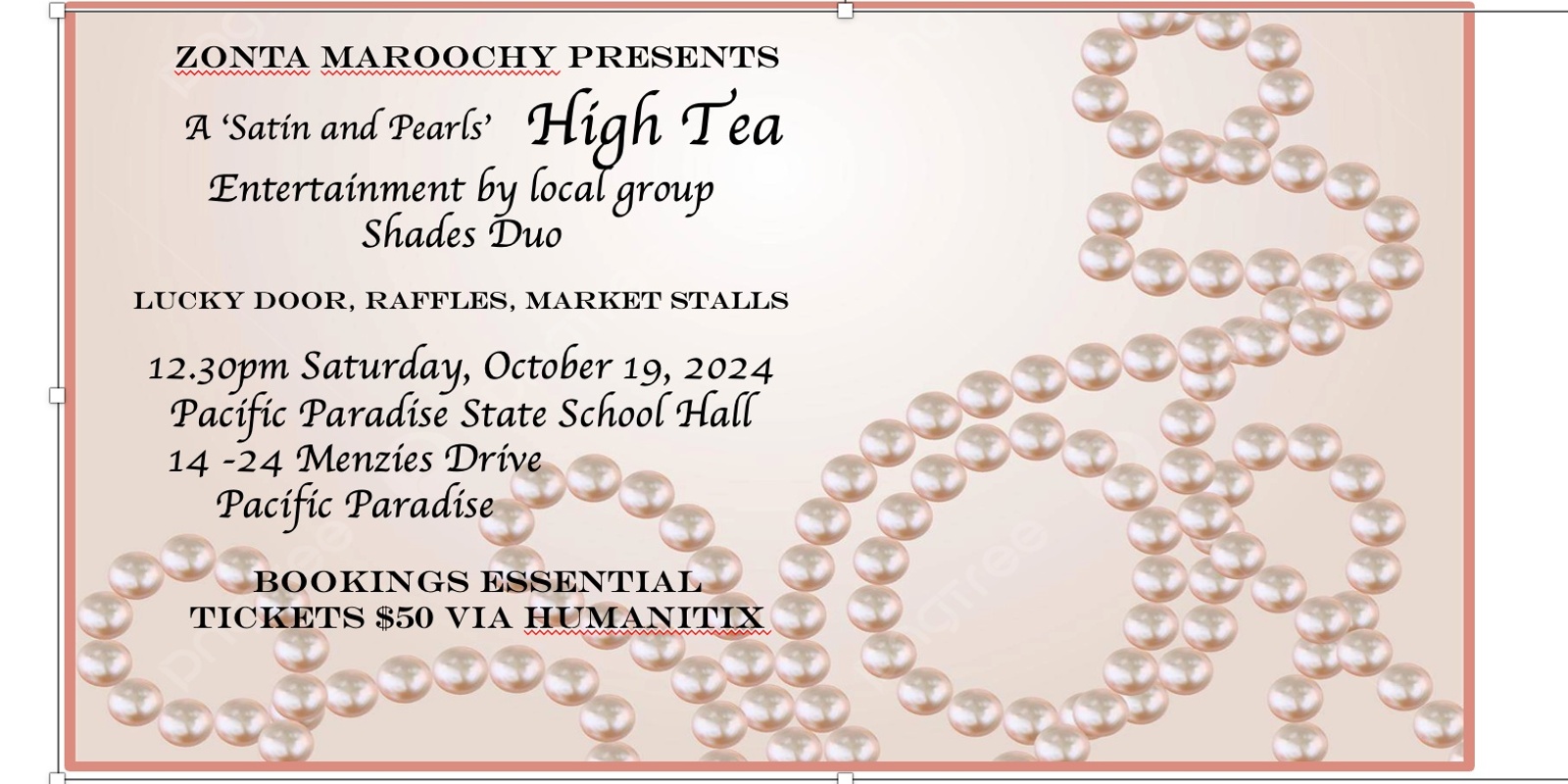 Banner image for  Zonta Maroochy 'Satin and Pearls' High Tea