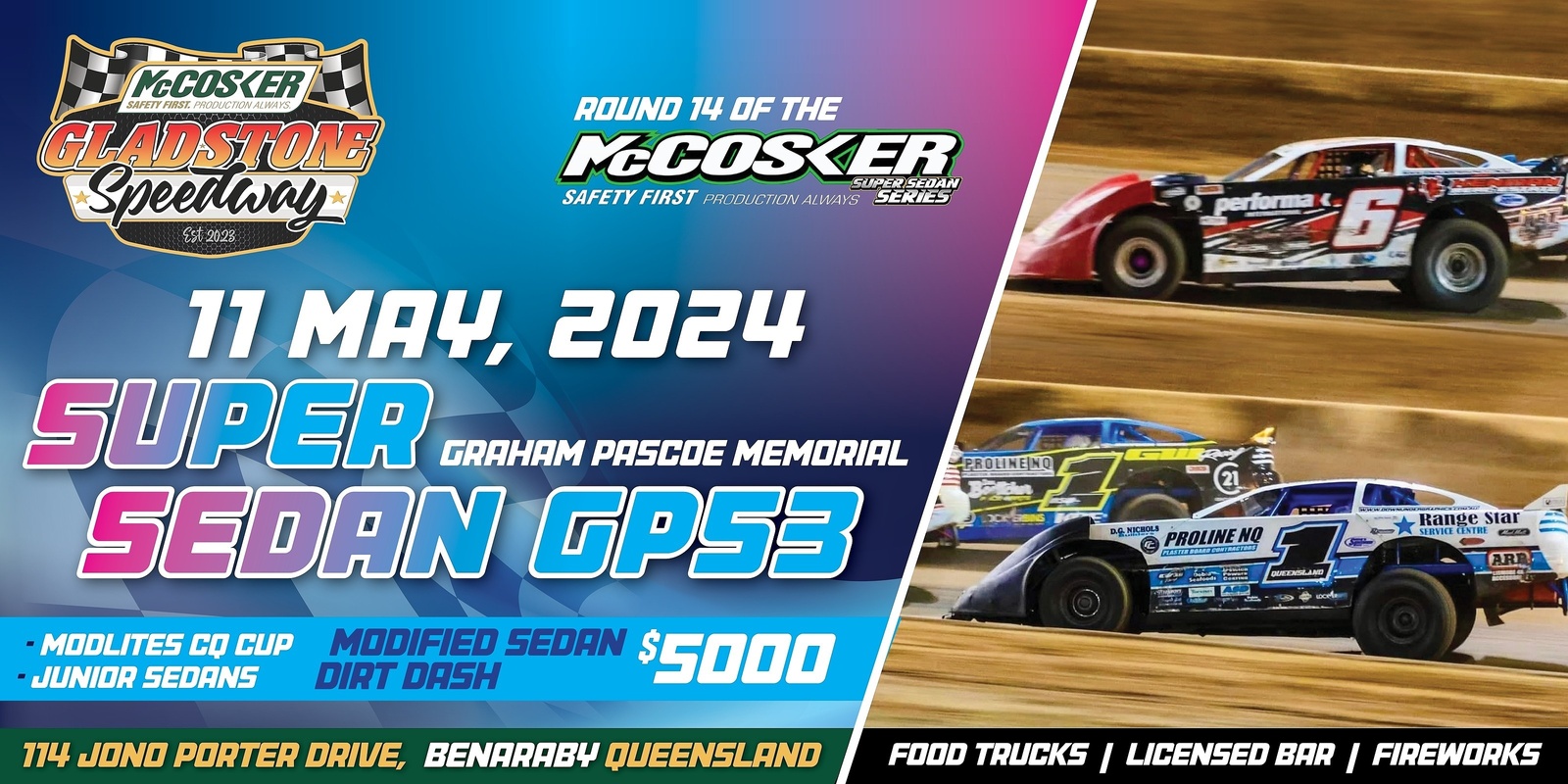 Banner image for McCosker Gladstone Speedway : Super Sedan GP53 (Round 14)  