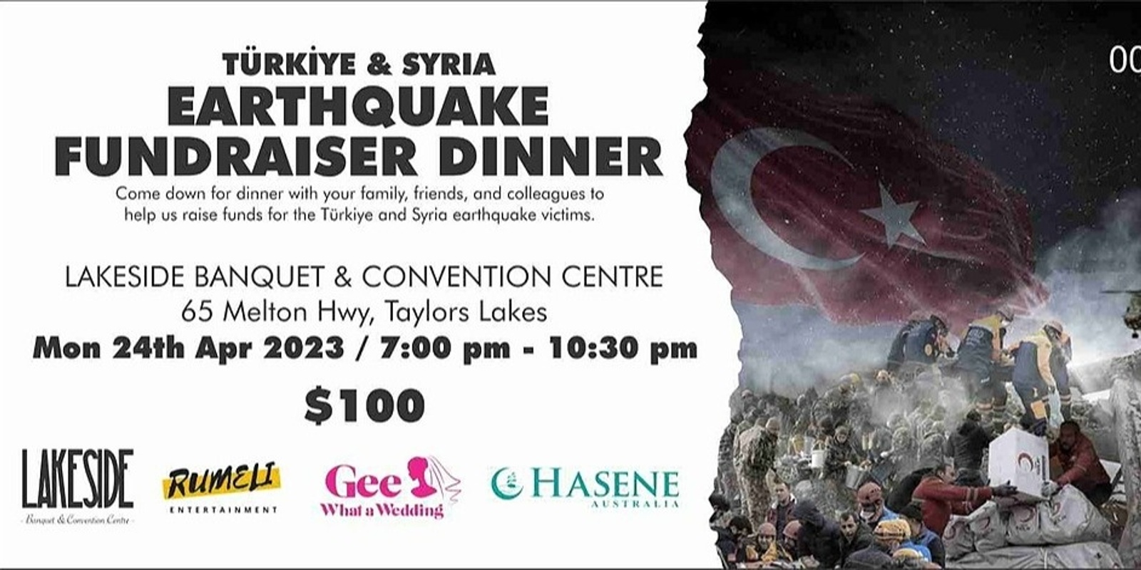 Banner image for TURKEY & SYRIA EARTHQUAKE FUNDRAISER DINNER