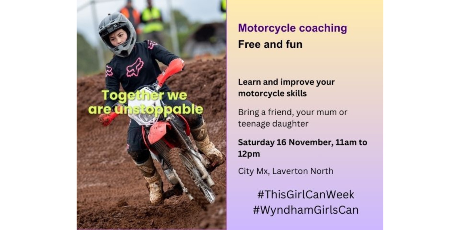 Banner image for Wyndham Girls Can - Try Motorcyling