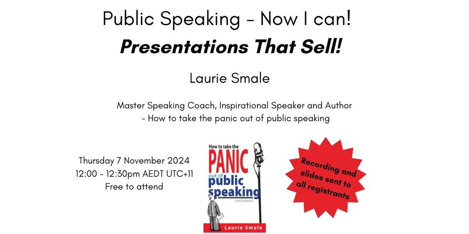 Banner image for Public Speaking - Now I can! Presentations That Sell!