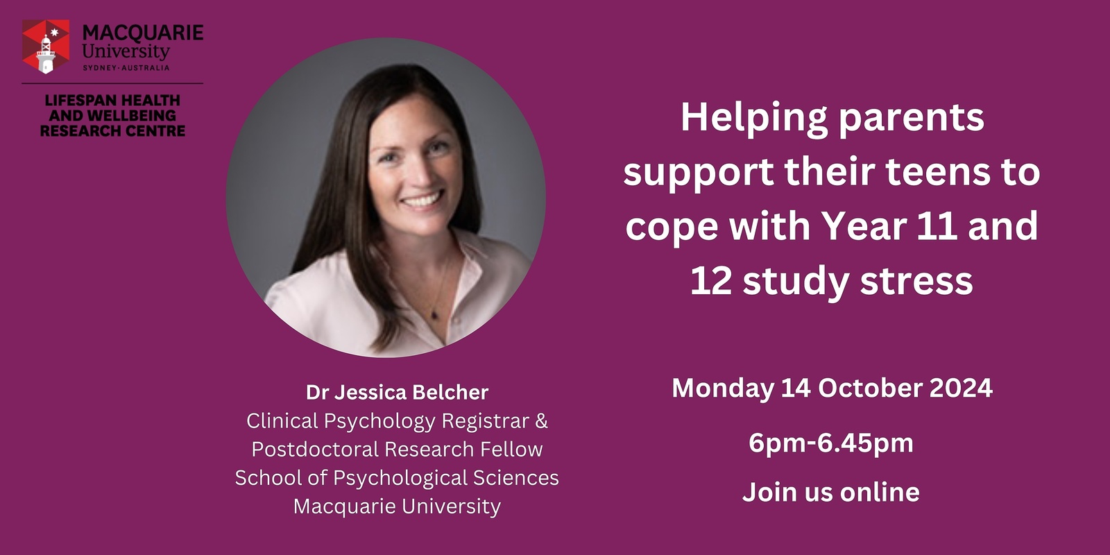 Banner image for Helping parents support their teens to cope with Year 11 and 12 study stress webinar