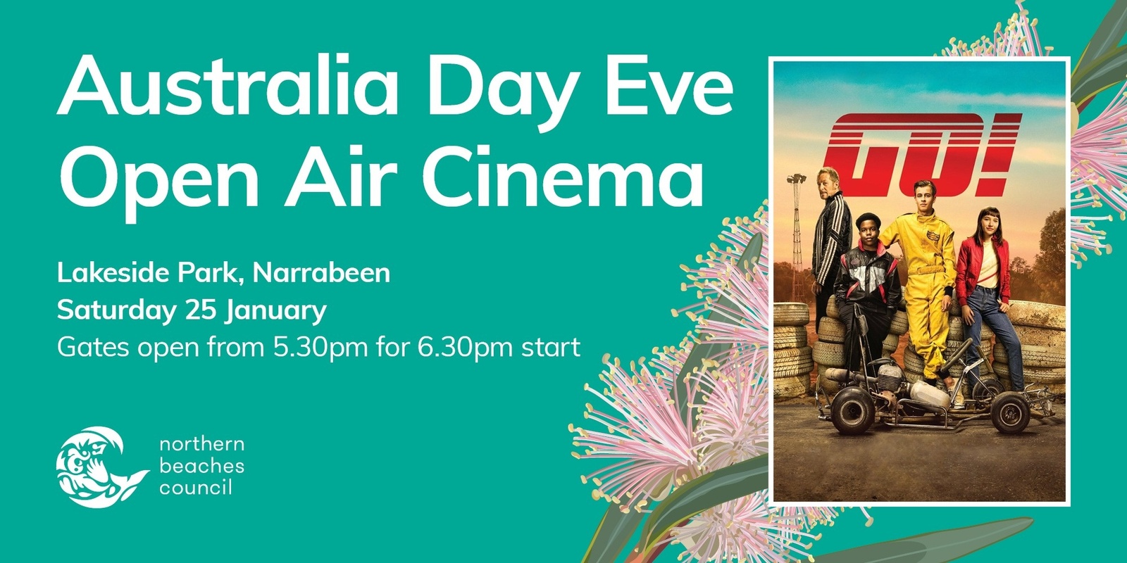 Banner image for Australia Day Eve Open Air Cinema - Lakeside Park, Narrabeen - Saturday 25 January 2025