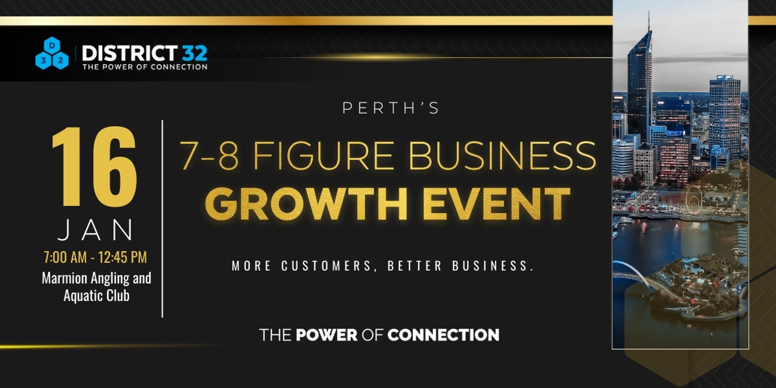 Banner image for District32 Connect Premium $1M Business Event in Perth – Thu 16 Jan