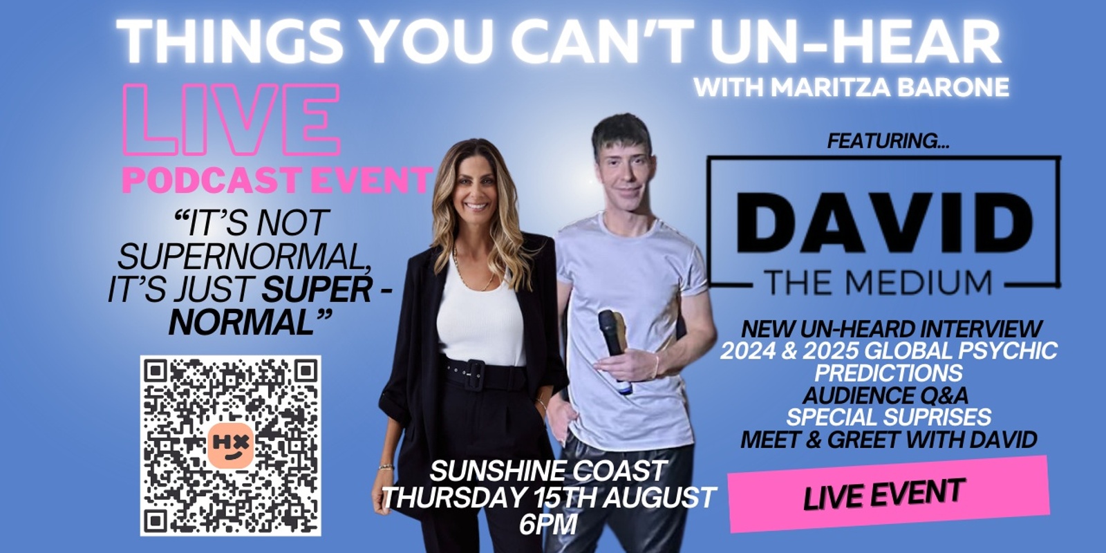 Banner image for Things You Can't Un-Hear LIVE with Maritza Barone & David The Medium