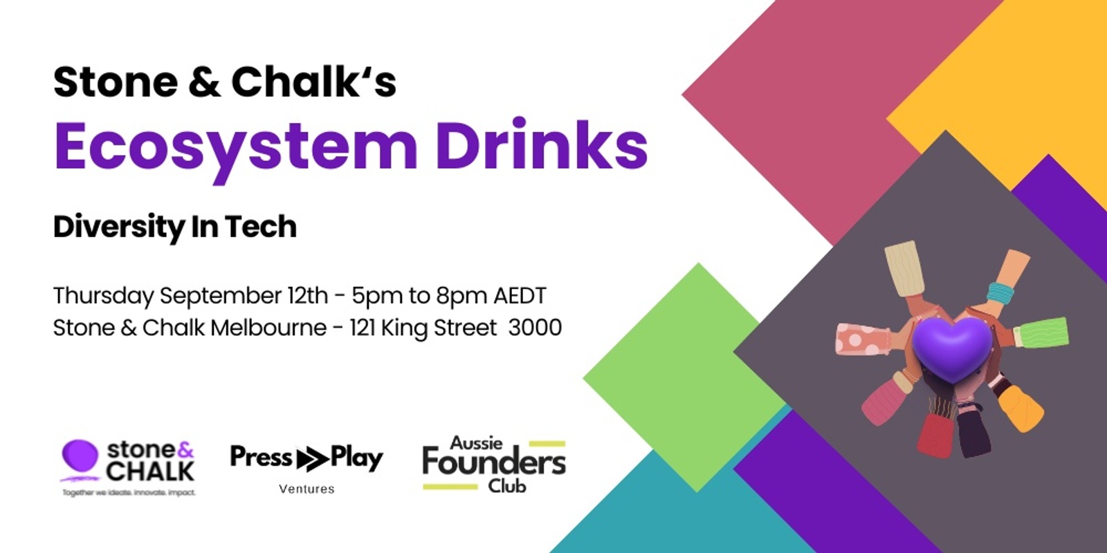 Banner image for Stone & Chalk's Ecosystem Drinks: Diversity In Tech