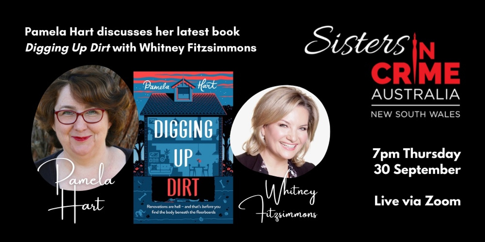 Banner image for NSW Sisters in Crime: Pamela Hart discusses her book Digging Up Dirt
