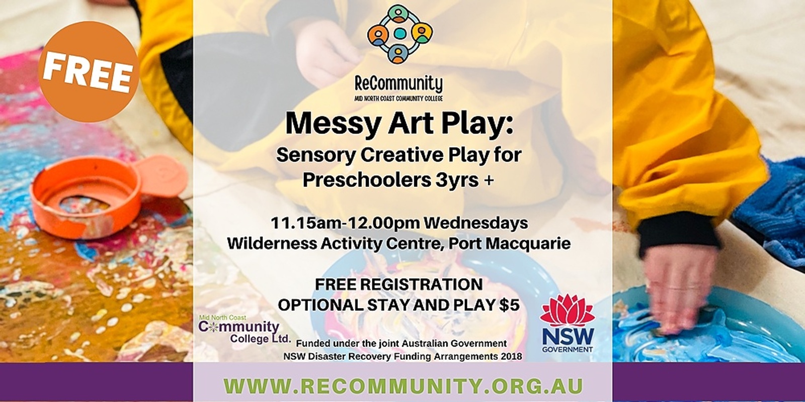 Banner image for Messy Art Play - Sensory Creative Play for Preschoolers (3yrs +) | PORT MACQUARIE