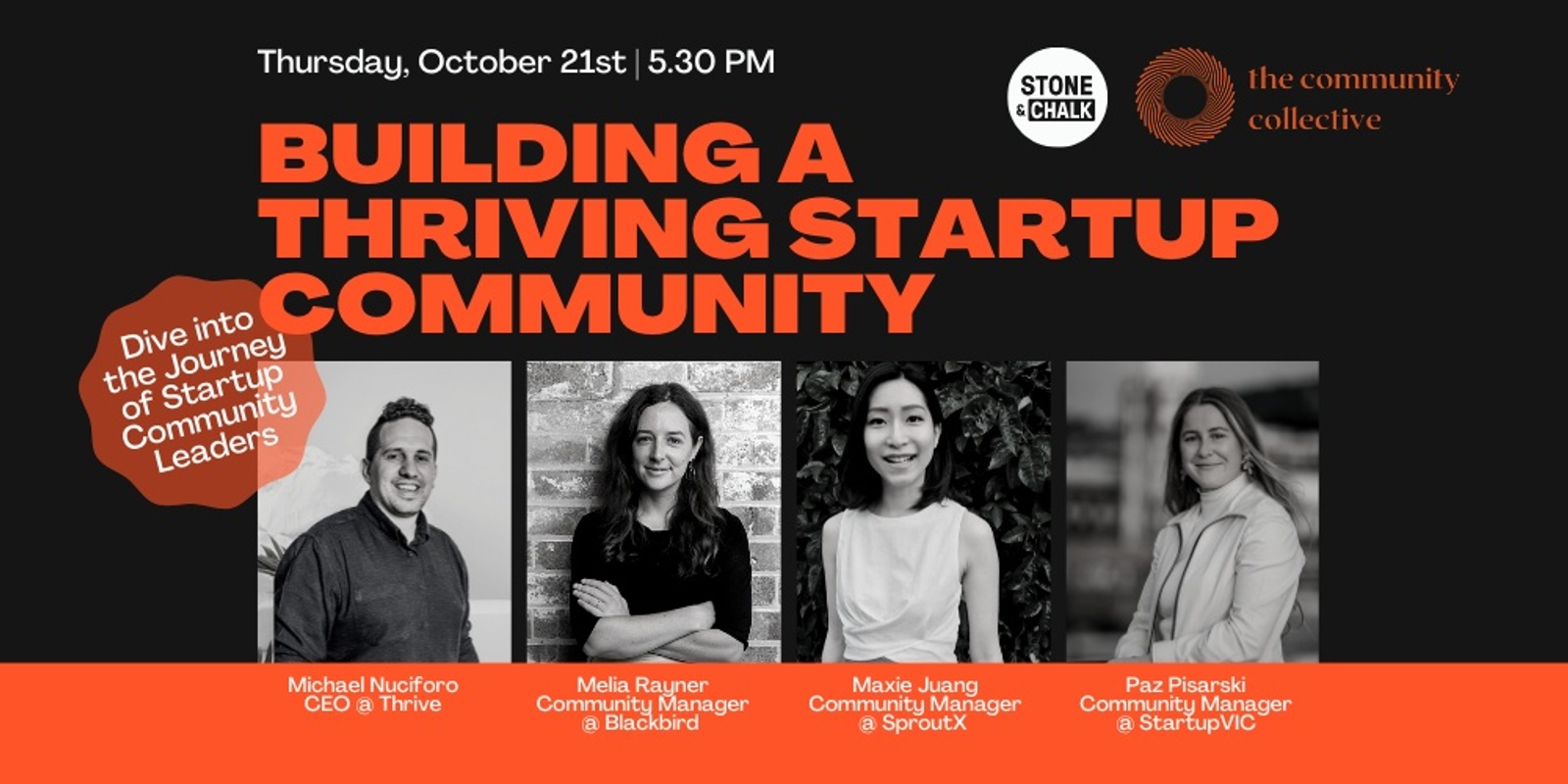 Banner image for Stone & Chalk and The Community Collective Presents: Building a Thriving Startup Community