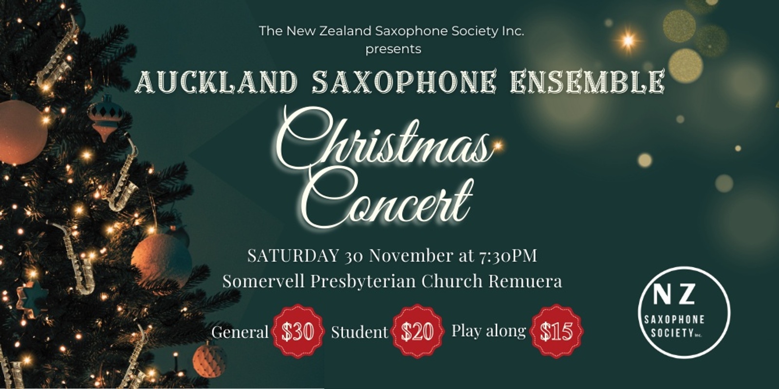 Banner image for Auckland Saxophone Ensemble - Christmas Concert 