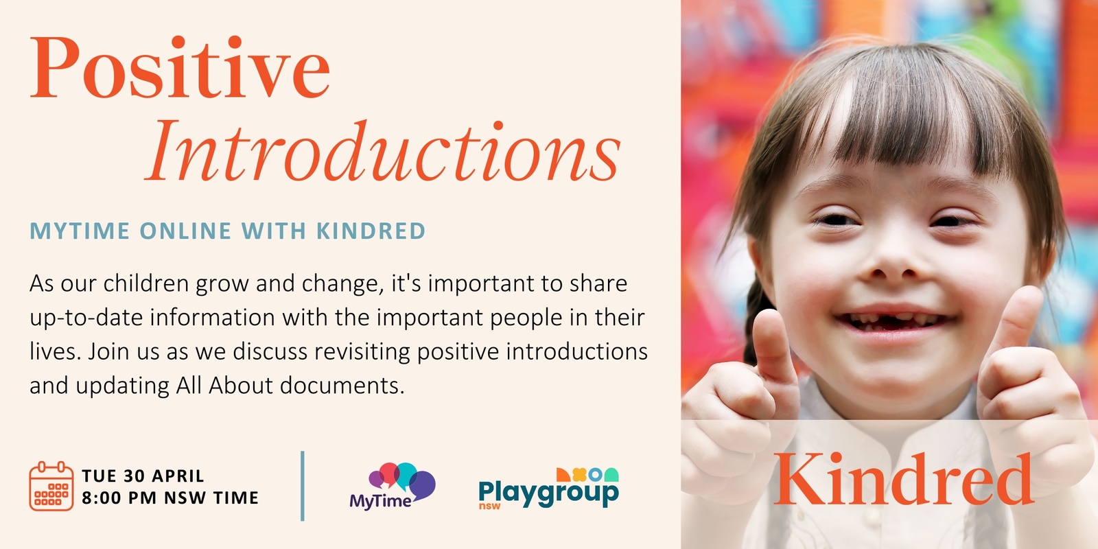 Banner image for Positive Introductions: MyTime Online with Kindred