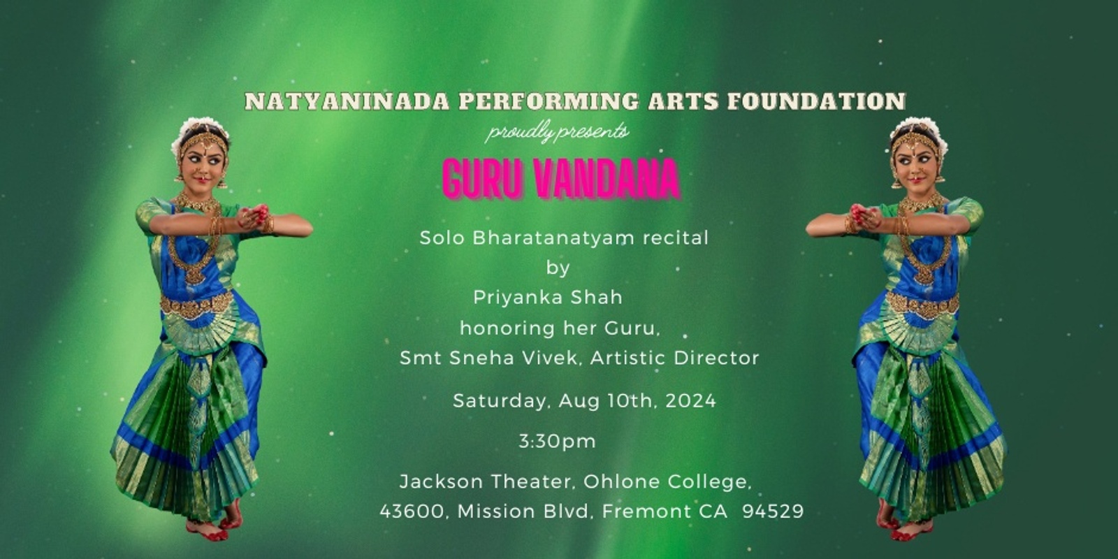 Banner image for Priyanka's Guru Vandana solo Bharatanatyam recital